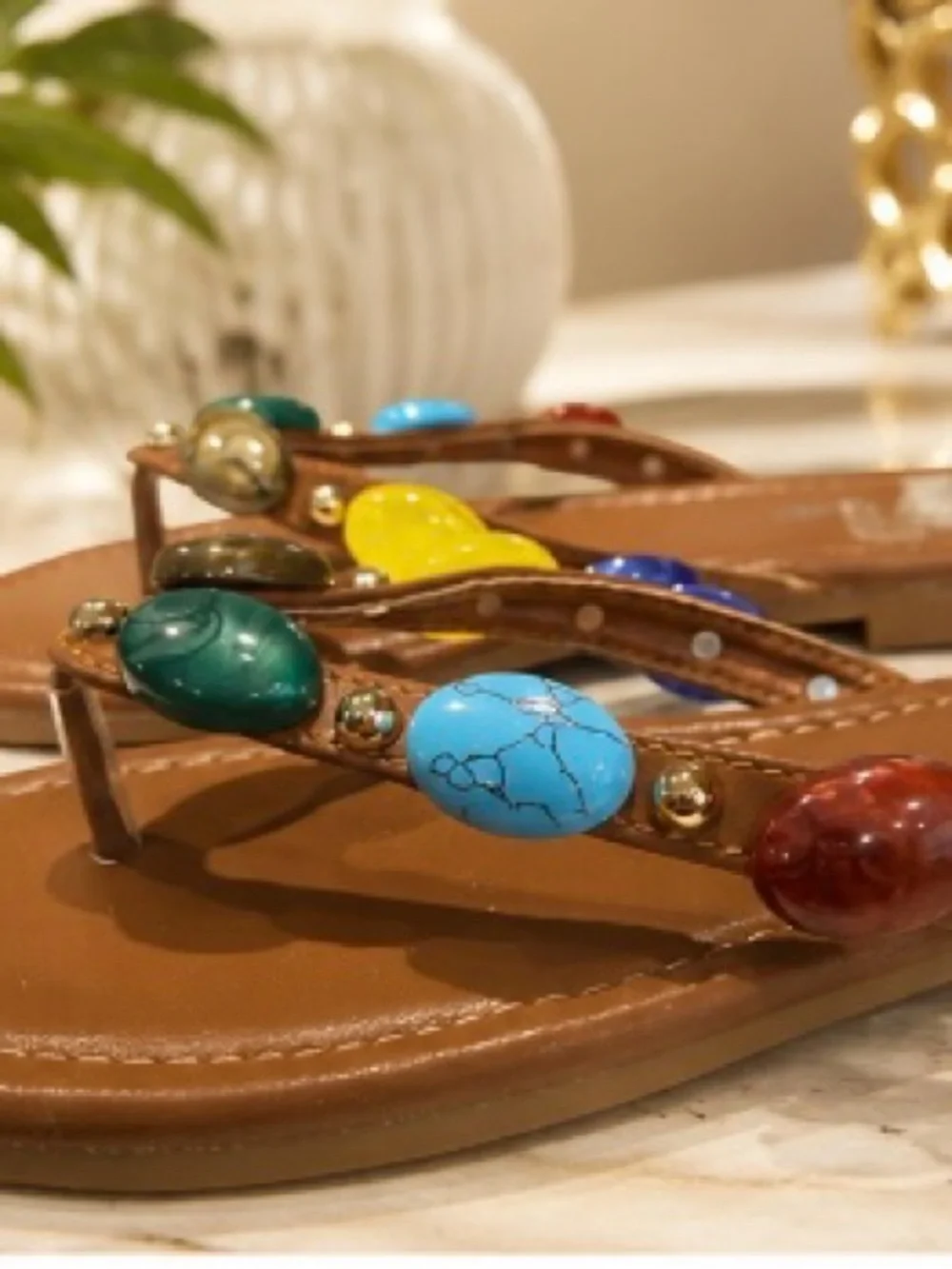 Jynxi Embellished Brown Slide Sandals | NWOT | Women’s Size 6